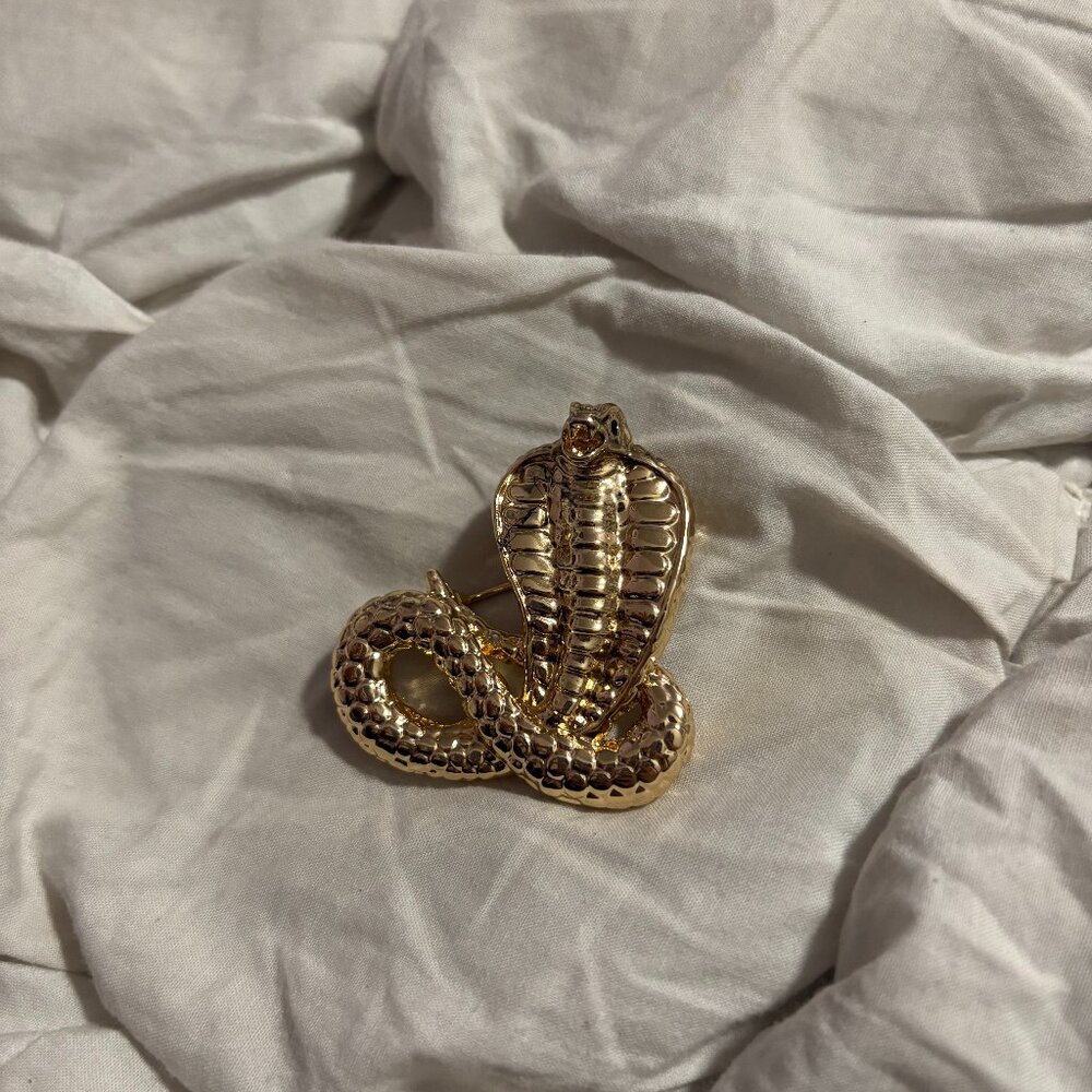 Free People High-Polish Gold Cobra Statement Brooch